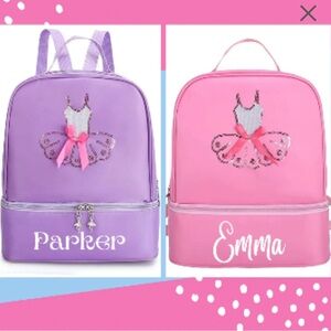 Girls dance ballet backpack with embroidered name or monogram